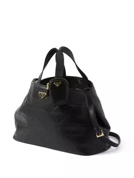 Prada большая стеганая кожаная сумка-тоут, черный