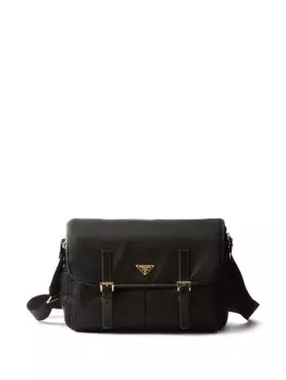 Prada большая сумка через плечо из нейлона и кожи, черный