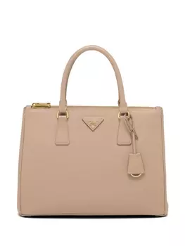 Prada большая сумка Galleria из сафьяновой кожи, нейтральный цвет