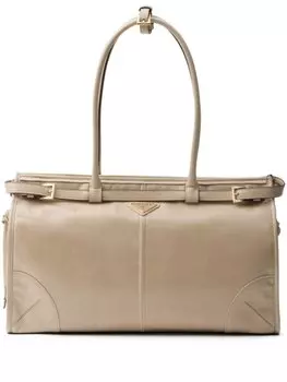 Большая сумка Prada с логотипом, нейтральный цвет