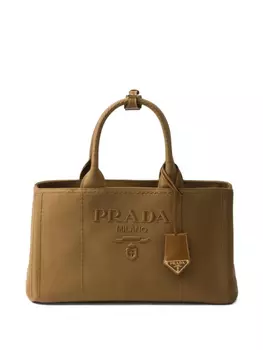Prada большая сумка-тоут из канваса, коричневый
