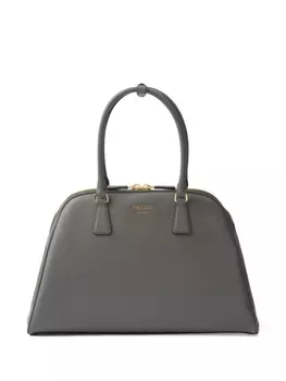 Большая сумка-тоут Prada из сафьяновой кожи, серый