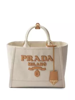 Большая сумка-тоут Prada, нейтральный цвет