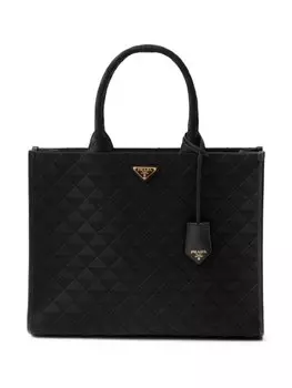 Большая сумка-тоут Prada с логотипом, черный