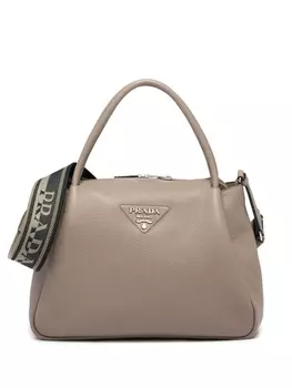 Prada большая сумка-тоут с логотипом, серый