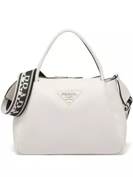Большая сумка-тоут Prada с логотипом, белый