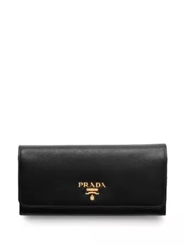 Prada большой кошелек из сафьяновой кожи, черный