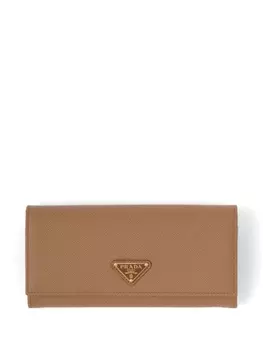 Prada большой кошелек из сафьяновой кожи, коричневый