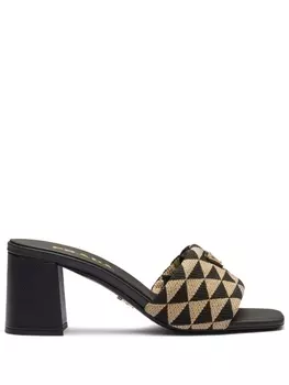 Prada босоножки с вышивкой, черный