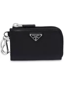 Prada брелок из кожи saffiano, черный
