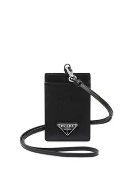 Prada чехол для бейджа из сафьяновой кожи, черный