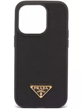 Prada чехол для iPhone 14 Pro из сафьяновой кожи, черный