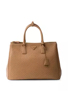 Prada декорированная сумка Galleria из сафьяновой кожи, коричневый