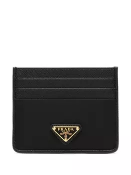 Prada держатель для карт с треугольным логотипом, черный