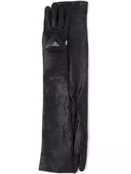 Prada длинные перчатки с накладным карманом, черный