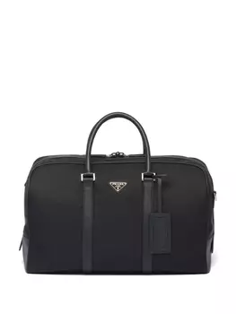 Prada дорожная сумка с нашивкой-логотипом, черный