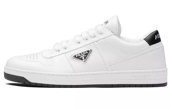 Prada Downtown Низкие Кроссовки Кожаные Белые Белые Черные