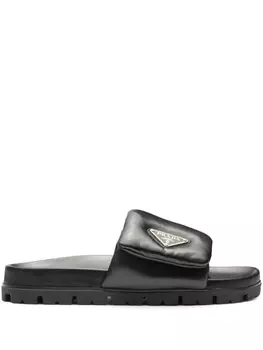 Prada дутые шлепанцы Soft, черный