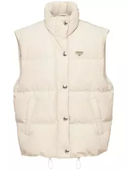 Prada дутый жилет с логотипом, белый