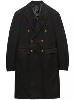 Prada двубортное хлопковое пальто, черный