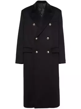 Prada двубортное кашемировое пальто, черный