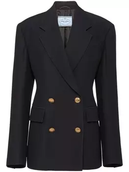 Prada двубортный пиджак строгого кроя, черный