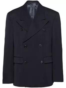 Prada двубортный шерстяной блейзер, синий