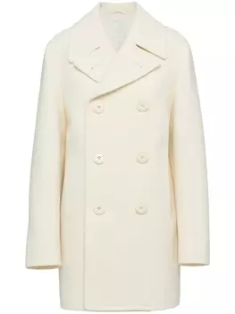 Prada двубортный шерстяной бушлат, нейтральный цвет