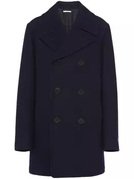 Prada двубортный шерстяной бушлат, синий
