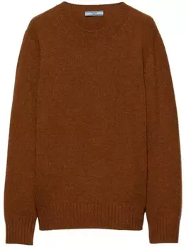 Prada джемпер из шерсти и кашемира с круглым вырезом, коричневый