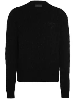 Prada джемпер с вышитым логотипом, черный