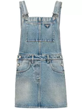 Prada джинсовое платье с логотипом, синий