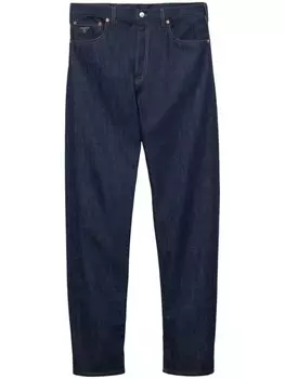 Prada джинсы прямого кроя с треугольным логотипом, синий