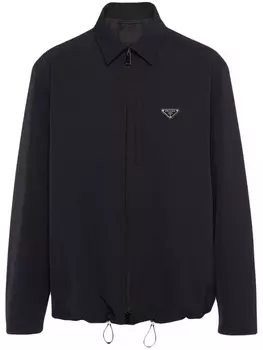 Prada enamelled-logo zip-up shirt, черный