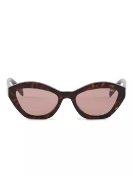 Prada Eyewear geometric-frame солнцезащитные очки, коричневый