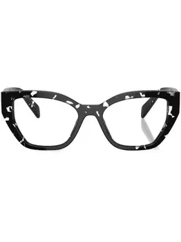 Prada Eyewear очки в геометричной оправе черепаховой расцветки, черный
