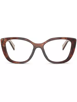 Prada Eyewear очки в геометричной оправе, коричневый
