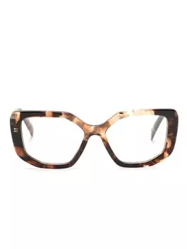 Prada Eyewear очки в оправе 'кошачий глаз' с логотипом, коричневый