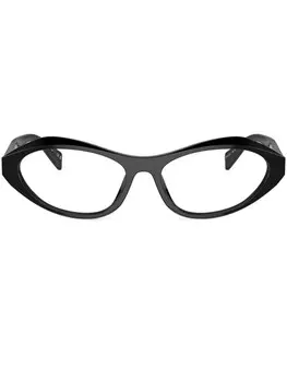 Prada Eyewear очки в овальной оправе с логотипом, черный