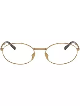 Prada Eyewear очки в овальной оправе с эффектом металлик, золотой