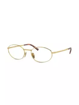 Prada Eyewear очки в овальной оправе с эффектом металлик, золотой