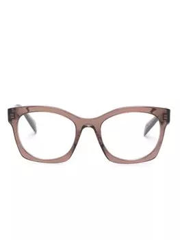 Prada Eyewear очки в прозрачной оправе с логотипом, коричневый