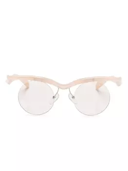 Prada Eyewear солнцезащитные очки A24S в круглой оправе, розовый