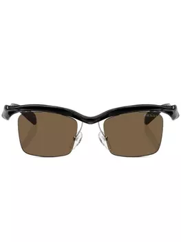 Prada Eyewear солнцезащитные очки без оправы, черный