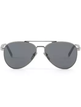 Prada Eyewear солнцезащитные очки-пилоты с двойной перемычкой, серебристый