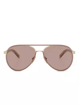 Prada Eyewear солнцезащитные очки с двойным мостом, розовый