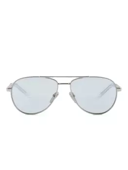 Prada Eyewear солнцезащитные очки с двойным мостом, серебряный