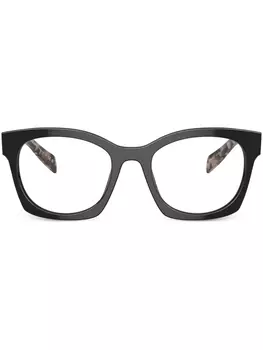 Prada Eyewear солнцезащитные очки в D-образной оправе с логотипом, черный