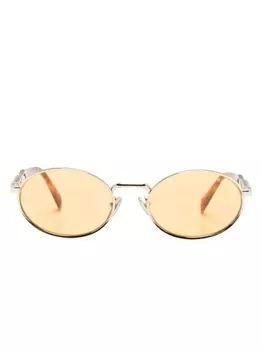 Prada Eyewear солнцезащитные очки в круглой оправе, золотистый