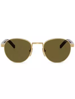Prada Eyewear солнцезащитные очки в круглой оправе, золотой